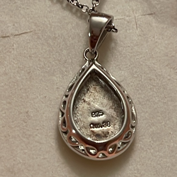 sterling silver pear pendant opal necklace - Picture 5 of 5